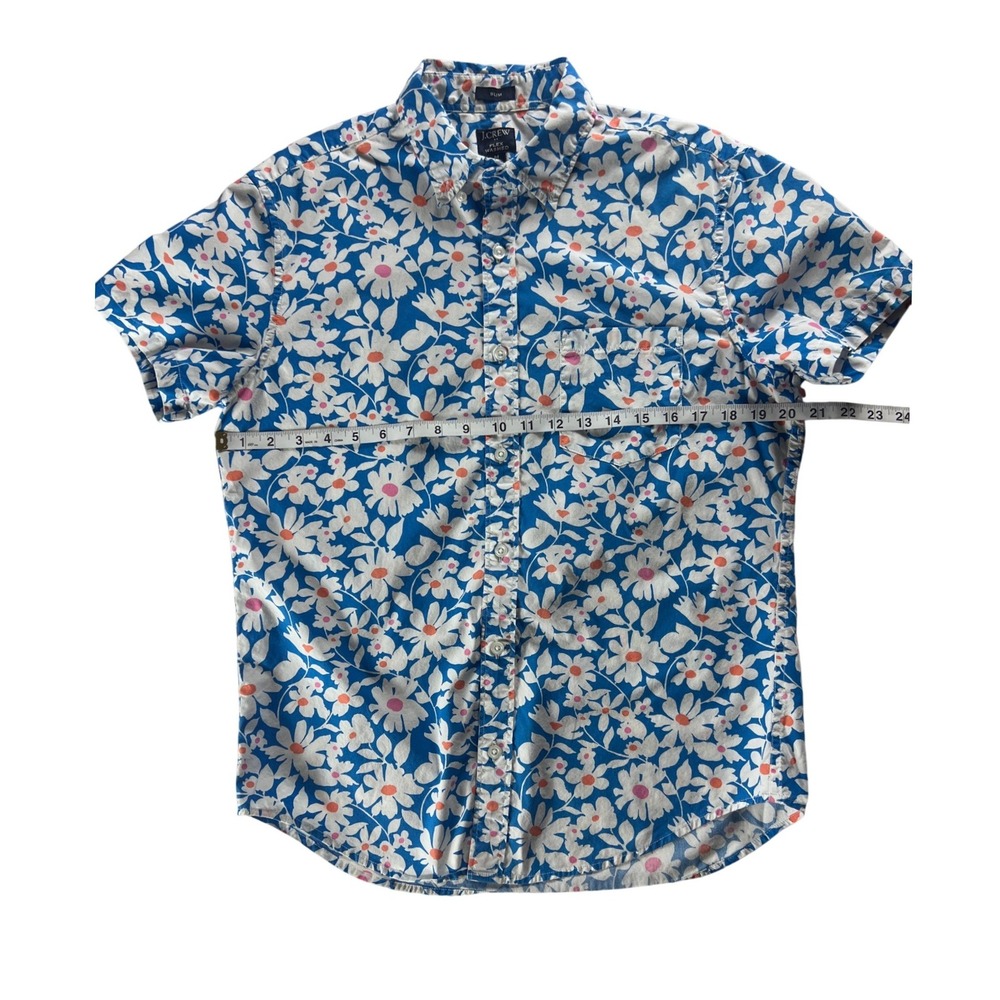 J.Crew Flex Washed Shirt Men Medium Slim Fit Short Sleeve Floral Button Down - Picture 3 of 9